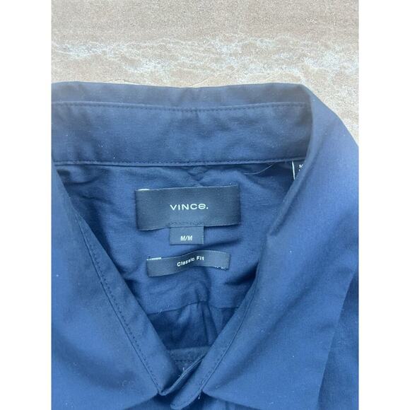Vince Navy Solid Long Sleeve Button Down Size Medium - Picture 2 of 4